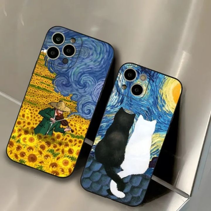 Van Gogh Starry Sky Art Phone Case For 14 Pro Max For Apple Iphone 13 14 15 12 Mini 11 Xr X Xs Pro Max 8 7 6 Plus Back Cover