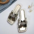 Summer Women Slippers Flat Bottom Non-slip Outdoor Open Toe Beach Female Shoes Fashion Rhinestone Decorated Sandals Size 43. 