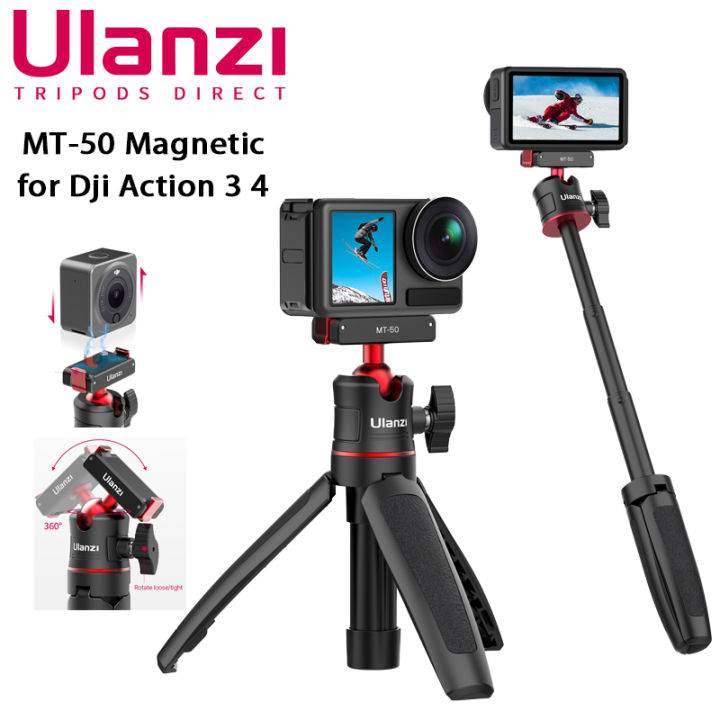 Ulanzi MT-50 mini Magnetic Tripod for Dji Osmo Action 3 4 Adjustable Tripod Stand Quick Release Ballhead Action Camera Accessory