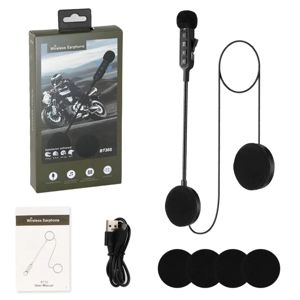 BT30S Motorcycle Helmet Headset Bluetooth Wireless Earphone