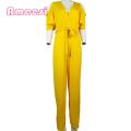 Party Romper Solid Color Wide Leg Jumpsuit Summer Jumpsuit.