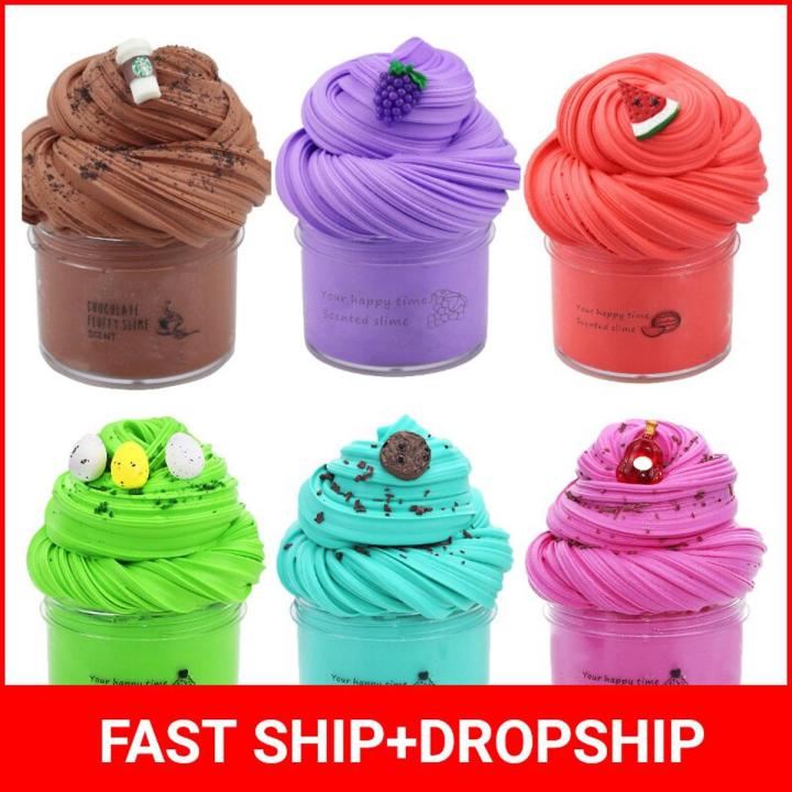 Diy Slime Butter Slime Toy Fruit Kit Soft Stretchy Non-sticky Cloud Slimes Making Set Squishy Toy Party Favors For Kids Gift