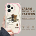 YYDS for Infinix Hot 30i Back Cover Coffee Label Case Cream Texture Wavy Edge Soft Silicone Mobile Cover.