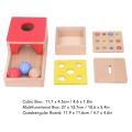 Object Permanence Box Kit, Early Learning Beech Wood 4 in 1 Wooden Coin Box Toy Kit for Baby for Indoor. 