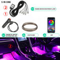 5/6/9/10 In 1 Bluetooth Car Accessories Interior Decoration Ambient Cold Led Rgb Dashboard Neon Strip By App Control Music. 