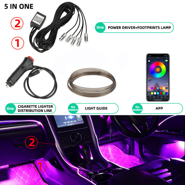 5/6/9/10%20In%201%20Bluetooth%20Car%20Accessories%20Interior%20Decoration%20Ambient%20Cold%20Led%20Rgb%20Dashboard%20Neon%20Strip%20By%20App%20Control%20Music%20-%20Image%204