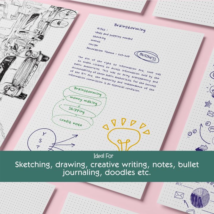 Dotted%20Loose%20Leaf%20Paper%20110%20GSM%20White%20%7C%20Bullet%20Journal,%20Writing%20&%20Drawing%20Paper%2050%20Sheets%20-%20Image%203