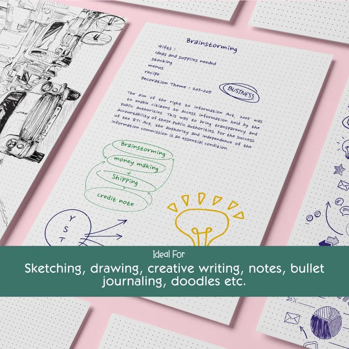 Dotted%20Loose%20Leaf%20Paper%20110%20GSM%20White%20%7C%20Bullet%20Journal,%20Writing%20&%20Drawing%20Paper%2050%20Sheets%20-%20Image%203