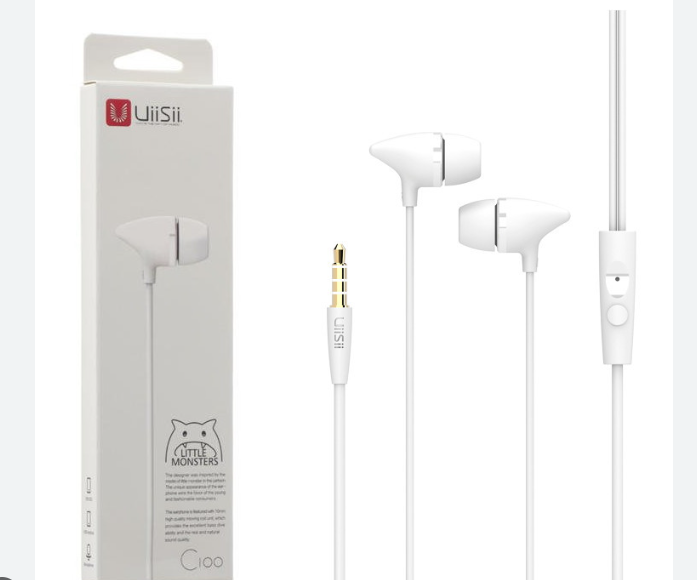 Uiisii C100 In-Ear Wired Earphones With Mic- White - Headphone