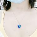 Blue Sea Heart Necklace Fashion Personality Women Pendant.