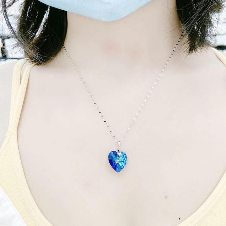 Blue Sea Heart Necklace Fashion Personality Women Pendant