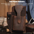 Leather Belt Retro Holster​ Cell Phone   (Brown). 