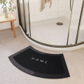 Curved bathroom floor mat, diatom mud absorbent non-slip floor mat, toilet floor mat, semi-circular fan-shaped shower room floor mat. 