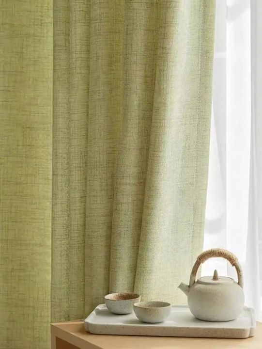 Green gauze curtains that are translucent and not transparent to people, light luxury, simple gauze curtains, and window screens