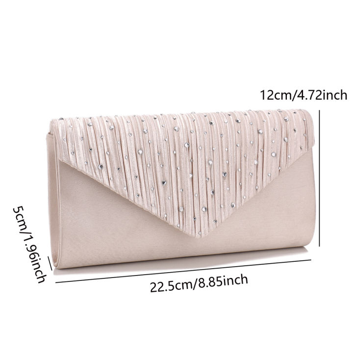 Rhinestones%20Ruched%20Women%20Satin%20Evening%20Bag%20Silver%20Clutch%20Bags%20Chain%20Shoulder%20Glitter%20Elegant%20Handbag%20For%20Wedding%20Bridal%20Purse%20-%20Image%202