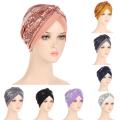 2022 New Women Glitter Sequins Turban Cap Muslim Indian Hat Headwear African Headwraps Ladies Headscarf Bonnet Islamic Hijab Cap. 