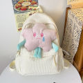 New Sweet Casual Double Velvet Cute School Bag Clear Girl Star Doll 2024 New Backpack College Student Wool Shoulder Bag. 