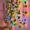Waterproof Artificial Ivy Vine Fairy Lights with 20 Multicolour LEDs – Battery Operated Green Leaf Garland for Bedroom, Wall, Wedding, Garden, Balcony & Home Decoration. 