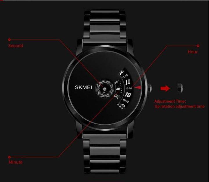 1260 - Black Stainless Steel Wrist Watch for Men