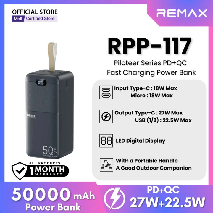 Remax RPP-117 Piloteer Series (PD 27W+QC 22.5W) Fast Charging 50000mAh ...