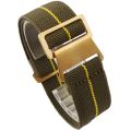 Elastic Nylon Parachute Watch Strap for Holey Aviation Series Seiko Di Rudder Bay Bronze Waterproof Sweat-Proof Watch Band 22mm. 