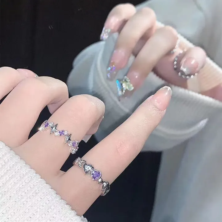 ins%20sweet%20wind%20purple%20diamond%20love%20zircon%20open%20ring%20female%20four-pointed%20star%20niche%20cold%20wind%20light%20luxury%20personality%20ring%20-%20Image%202