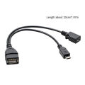 1Pc 20cm 2 In 1 Micro USB Host Power Y Splitter USB 2.0 Port Terminal Adapter OTG Cable. 
