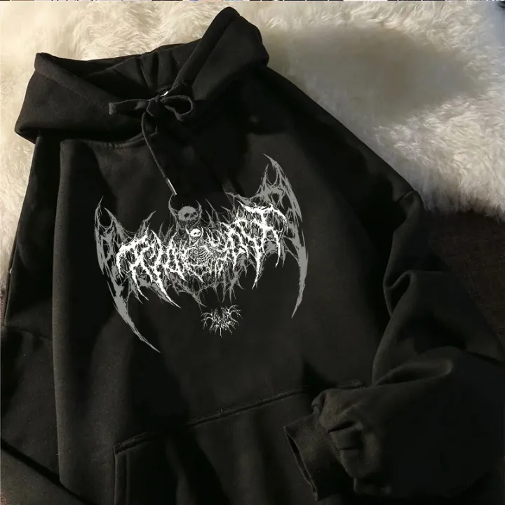 Long-sleeved%20Casual%20Punk%20Style%20Women's%20Hoodie%20Skull%20Top%20Gothic%20Skull%20Deep%20Black%202021%20Loose%20Ulzzang%20Fashion%20Women's%20Sweatshirt%20-%20Image%203
