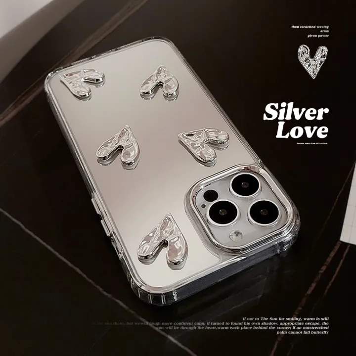 Sroof%20Case%20For%20iPhone%2011%2012%2013%2014%2015%2016%2017%20Pro%20Max%20Mirror%20silver%20pleated%20heart%20Shockproof%20Silicone%20Soft%20Phone%20Case%20Back%20Cover%20-%20Image%205