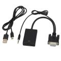 Vga To HDMI Compatible+3.5mm Conversion Cable, Vga To HDMI Compatible With Audio,.