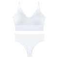French for women with no steel ring gathered bra, thin and sexy back, triangular cup sports bra two-piece set.