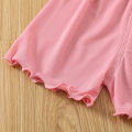 DSstyles 2-Piece Girls Summer Outfits Solid Color Sleeveless Tank Top Shorts Two-piece Set For 1-6 Years Old Kids. 