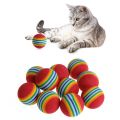 10Pcs Colorful Cat Toy Ball Interactive Cat Toys Play Chewing Rattle Scratch Natural Foam Ball Training Pet Supplies. 