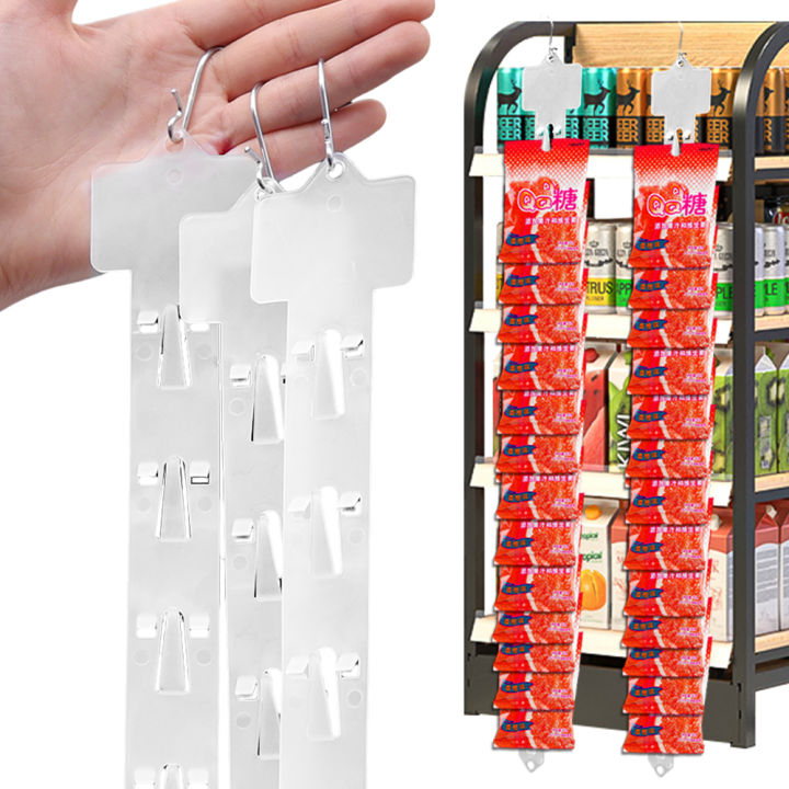 1/10pcs Food Storage Hanging Strips With Hooks Universal Convenience Store Shelf Plastic Hanger Hook Merchandising Strips