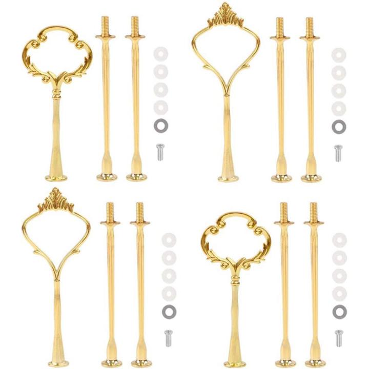 4 Set of 3 Tier Cake Plate Stand Handle Hardware, 2 Styles Tiered
