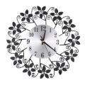 3D Wall Clock,Round Leaf Petals Metal Wall Clock, Dial With Arabic Numerals, Decorative Clock For Living Room, Bedroom, Office Space - galactic Black. 