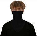 Bandana Face Cover Ear Hanging Scarf- Black.