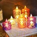 Battery Operated Night Light LED Flameless Fake Candle Light Acrylic Lights Mini Crystal Atmosphere Candle Lamp Romantic for Birthday Party Candlelight Dinner Home Decoration.
