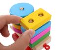 Montessori Toys Wooden Stacking Shape Geometry Blocks Wooden Train Vehicle Set Combination Educational Toys for Kids. 