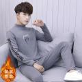 Winter men's thermal underwear set with fleece and thickening teenage student base shirt can be worn outside autumn clothes and autumn pants. 