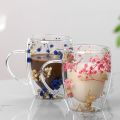 Dried Flower Double Walled Glass Mug 350ml Coffee Mug with Dry Flowers Decorative and Creative Flower Mug Double Wall Flower Cup.