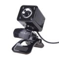 A862 360 Degree Rotatable 480P WebCam USB Wire Camera with Microphone y 4 LED lights for Desktop Skype Computer PC Laptop, Cable Length: 1.4m.