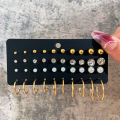 20 Pairs/set Ear rings Pearl Krystal Stud Earrings For Women Girl Punk Jewelry Gift Accessories - Kaner Dul - Kaner Dul. 