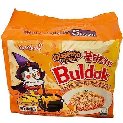 Buldak Quattro Cheese Ramen Hot Chicken Flavor Ramen Pack of 5 (145g x5)