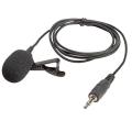 Clip-on Mic for Mobile Phone DSLR Camera PC with 3.5mm Jack, TRRS/TRS Adapter, 6m Cable, Metal Clip, Storage Bag, and LR44 Battery (Black).