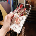 For Realme Note 50 Case Mirror Casing Ring Holder Phone Casing for Realme Note 50 Cover Clover Design with Lanyard. 