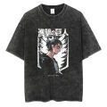 Hip hop Harajuku washed tshirt Japanese anime Attack on Titan printed T-shirt men cotton casual T shirt summer short sleeve tees.