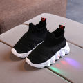 New Kids Baby Girl Boys Shoes Yellow Colorful Led Luminous Socks Shoes Mesh Breathable Non-slip Children's Black Sneakers. 