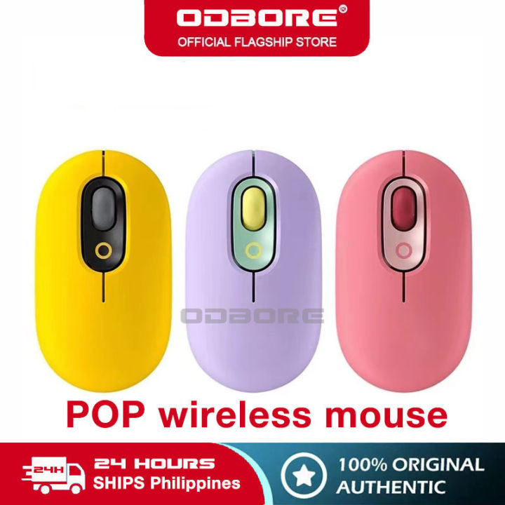 ODBORE POP Wireless Mouse Cute and Colorful with NO Custom Emoji Button for Computer PC Laptop Tablet (Pink, Purple, Yellow)