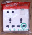 8 pin Multi socket double 3 pin & 2 pin socket MK size universal plug socket 13A 6 pin Plat & round.. 